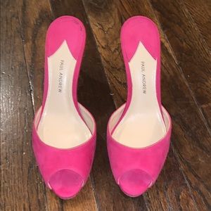 Paul Andrew hot pink peep toe heels